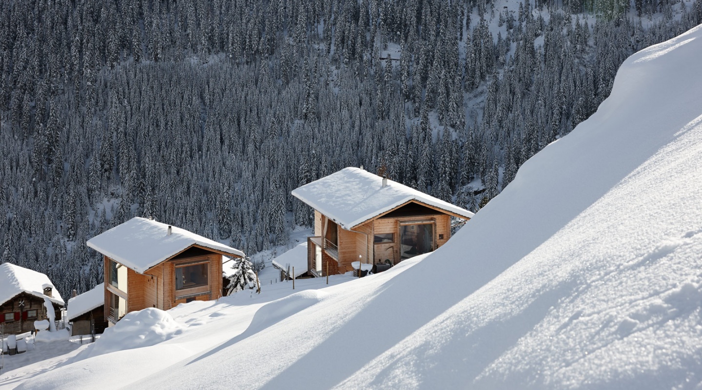 Timber Houses in Leis, Switzerland