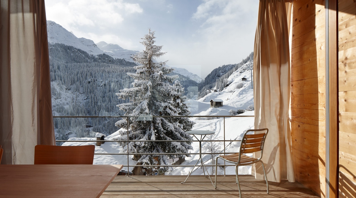 Timber Houses in Leis, Switzerland